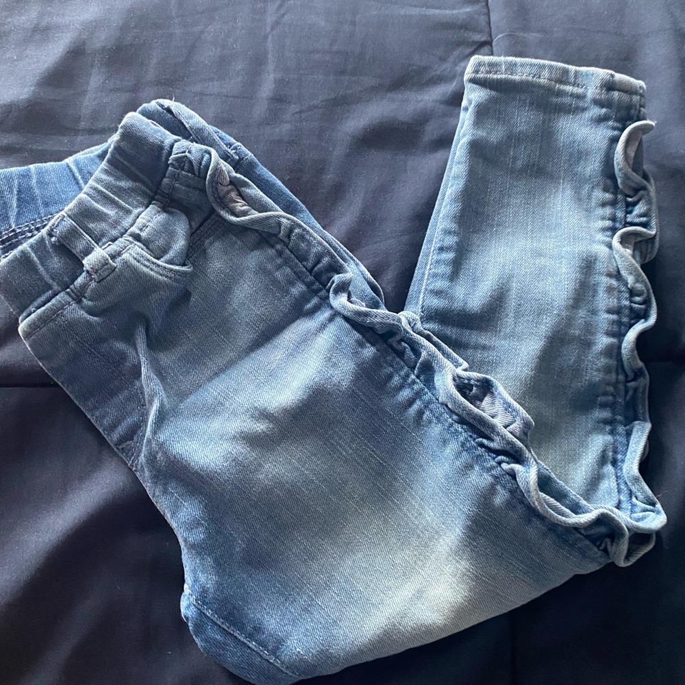 TODDLER GIRL JEGGINGS ANKLE RUFFLE JEANS